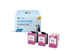 G&G HP 304XL Color Pack de 3 Cartuchos de Tinta Remanufacturados - Eco Saver - Muestra Nivel de Tinta - Reemplaza N9K07AE/N9K05AE