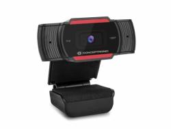 Conceptronic Amdis Webcam Full HD 1080p USB 2.0 - Microfono Integrado - Enfoque Fijo - Angulo de Vision 65º - Cable de 1.50m - Color Negro/Rojo
