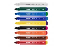 Milan Maxi Magic Pack de 8 Rotuladores de Colores + 2 Rotuladores Magicos - Punta Conica 7.5mm - Tinta al Agua - Lavable - Colores Surtidos