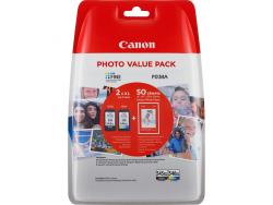 Canon PG545XL Negro + CL546XL Color Pack de Cartuchos de Tinta Originales - 50 Hojas de Papel Fotografico - 8286B006