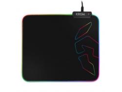 Krom Knout RGB Alfombrilla Gaming - Iluminacion RGB - Superficie de Microfibra - Base de Caucho - 32x27x0.3 cm - Color Negro