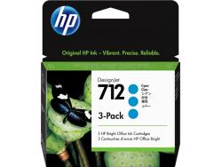 HP 712 Cyan Pack de 3 Cartuchos de Tinta Originales - 3ED77A