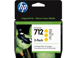 HP 712 Amarillo Pack de 3 Cartuchos de Tinta Originales - 3ED79A
