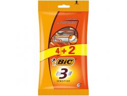 Bic Sensitive 3 Pack de 4+2 Maquinillas de Afeitar Desechables de 3 Hojas - Tira Lubricante con Aloe Vera