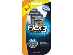 Bic Flex 3 Pack de 3+1 Maquinillas de Afeitar Desechables de 3 Hojas - Cabezal Pivotante - Tira Lubricante con Aloe Vera