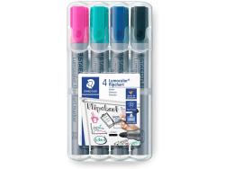 Staedtler Lumocolor Flipchart 356 Pack de 4 Marcadores Permanentes - Tinta Base de Agua - Colores Surtidos