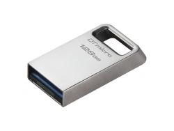 Kingston DataTraveler Micro Memoria USB 128GB - USB 3.2 Gen 1 - Ultracompacta y Ligera - Enganche para Llavero - Cuerpo Metalico (Pendrive)