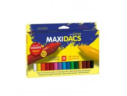 Alpino Maxidacs Pack de 15 Ceras Blandas para Niños - Tamaño Extra Grande 120mm x 14mm - Etiqueta Anti-Manchas - Ideal para Grandes Artistas - Colores Surtidos