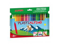 Alpino Pack de 24 Ceras PlastiAlpino para Niños - Material Resistente y No Mancha - Colores Brillantes - Colores Surtidos
