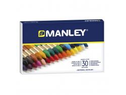Manley Pack de 30 Ceras Blandas de Trazo Suave - Ideal para Tecnicas y Aplicaciones Variadas - Amplia Gama de Colores - Colores Surtidos