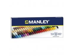 Manley Pack de 50 Ceras Blandas de Trazo Suave - Ideal para Tecnicas y Aplicaciones Variadas - Amplia Gama de Colores - Colores Surtidos