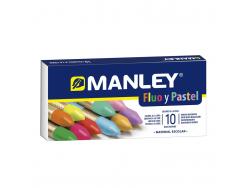 Manley Pack 10 Ceras Manley Colores Especiales (Fluo+Pastel) - Ceras Blandas de Trazo Suave - Gran Variedad de Tecnicas y Aplicaciones - Colorido Especial (Fluo+Pastel) - Colores Surtidos