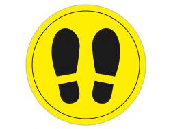 Apli Circulo Señalizacion Adhesivo Ilustracion Zapatos Ø30mm - Acabado Mate - Adhesivo Solvente Alta Resistencia - Color Amarillo/Negro - Film PVC 100 Micras con Imprimacion