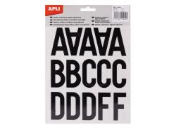Apli Letras de Palo Mayusculas Adhesivas - Altura 50mm - Pack de 5 Hojas - Color Negro - Facil Identificacion y Señalizacion