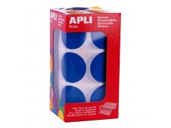 Apli Gomets XL Redondos Azules - Ø 33mm - Adhesivo Permanente - 708 Gomets por Rollo - Ideal para Desarrollar Habilidades