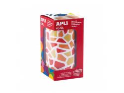 Apli Kids Rollo de 2460 Gomets Mosaico - Adhesivo Base Agua - Libre de Disolventes - Materiales 100% Reciclables - Colores Rojo, Naranja y Amarillo