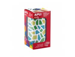 Apli Kids Rollo de 2460 Gomets Mosaico - Adhesivo Base Agua - Libre de Disolventes - Materiales 100% Reciclables - Colores Azul, Verde y Amarillo