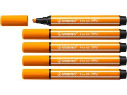 Stabilo Pen 68 MAX Rotulador - Punta de Fibra Biselada - Trazo entre 1-5mm aprox. - Tinta a Base de Agua - Color Naranja