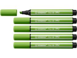Stabilo Pen 68 MAX Rotulador - Punta de Fibra Biselada - Trazo entre 1-5mm aprox. - Tinta a Base de Agua - Color Verde Claro