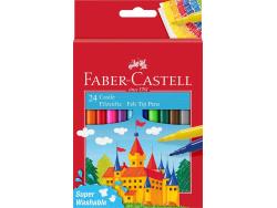 Faber-Castell Castle Pack de 24 Rotuladores - Tinta con Base de Agua Lavable - Colores Surtidos