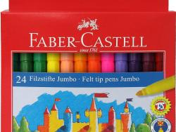 Faber-Castell Jumbo Pack de 24 Rotuladores Punta Gruesa - Tinta con Base de Agua Lavable - Colores Surtidos