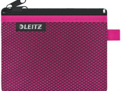 Leitz WOW Bolsa Porta-Todo Pequeña 2 Compartimentos - Tamaño 105x6x140mm - Lavable y Duradera - Cierre de Cremallera - Color Fucsia