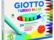 Giotto Turbo Maxi Pack De 24 Rotuladores - Punta Gruesa 5Mm - Tinta Al Agua - Lavable - Colores Surtidos
