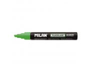 Milan Fluoglass Rotulador Superficies Lisas - Punta Biselada - Trazo De 2 - 4Mm - Tinta Al Agua - Borrado Facil - Color Verde