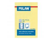 Milan Bloc De 100 Notas Adhesivas - Removibles - 50Mm X 76Mm - Color Amarillo Claro