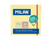 Milan Bloc De 90 Notas Super Adhesivas - Removibles - Mayor Permanencia - 76Mm X 76Mm - Color Amarillo Claro