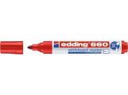 Edding 660 Rotulador Para Pizarra Blanca - Punta Redonda - Trazo Entre 1.5 Y 3 Mm. - Tinta Pigmentada - Recargable - Borrable En Seco - Color Rojo