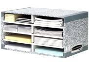 Fellowes Bankers Box Clasificador De Sobremesa - Montaje Automatico Fastfold - Carton Reciclado Certificacion Fsc - Color Gris