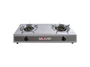Muvip Serie Strong Cocina De Gas Inox 2 Fuegos - Encendido Piezoelectrico - Quemador De Hierro Fundido Desmontable