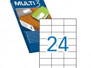 Multi3 Pack De 2.400 Etiquetas Blancas Cantos Rectos Tamaño 70.0X37.0Mm Con Adhesivo Permanente Para Multiples Usos