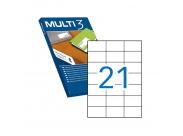 Multi3 Pack De 2.100 Etiquetas Blancas Cantos Rectos Tamaño 70.0X42.4Mm Con Adhesivo Permanente Para Multiples Usos