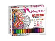 Alpino Dual Artist Color Experience Pack De 36 Rotuladores - Doble Punta (Fina De 0.7Mm Y Pincel De 2.9Mm) - Forma Triangular Ergonomica - Colores Surtidos