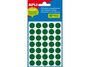 Apli Pack De 175 Etiquetas Redondas - Tamaño Ø 13Mm - Aptas Para Escritura Manual - Adhesivo Permanente - Color Verde