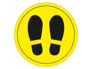 Apli Circulo Señalizacion Adhesivo Ilustracion Zapatos Ø30Mm - Acabado Mate - Adhesivo Solvente Alta Resistencia - Color Amarillo/Negro - Film Pvc 100 Micras Con Imprimacion