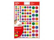 Apli Gomets Hexagonales Removibles - 3 Tamaños Surtidos - 624 Gomets Por Bolsa - Desarrollo De Habilidades Y Creatividad - Colores: Verde, Amarillo, Lila, Rojo, Naranja, Rosa Y Azul