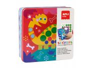 Apli Kids Juego De Gomets Dino - Incluye 8 Laminas Ilustradas - 8 Hojas De Gomets Removibles - Caja Metalica Exclusiva