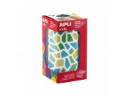 Apli Kids Rollo De 2460 Gomets Mosaico - Adhesivo Base Agua - Libre De Disolventes - Materiales 100% Reciclables - Colores Azul, Verde Y Amarillo