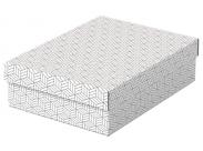 Esselte Pack De 3 Cajas Medianas De Almacenamiento Con Tapa 265X100X360Mm - Carton 100% Reciclado Y Reciclable - Diseño Blanco Con Dibujo