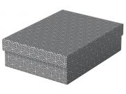 Esselte Pack De 3 Cajas Medianas De Almacenamiento Con Tapa 265X100X360Mm - Carton 100% Reciclado Y Reciclable - Diseño Gris Con Dibujo
