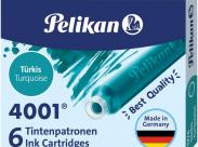 Pelikan Caja De 6 Cartuchos 4001 Tp/6 - Recambio Para Plumas Estilograficas - Color Azul Turquesa