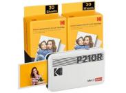 Kodak Mini 2 Retro Pack De Impresora Fotografica Portatil Bluetooth + 60 Hojas De Papel Fotografico - Formato De Impresion 5,3X8,6Cm - Alimentacion Por Bateria - Color Blanco